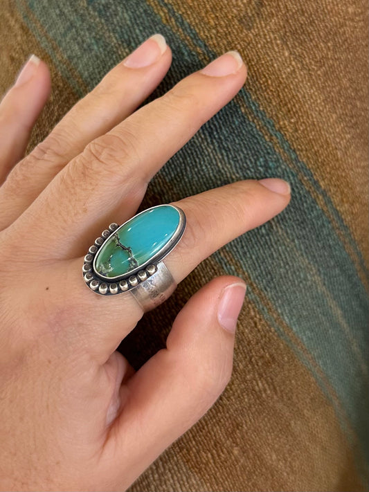 Royston Turquoise and Sterling Silver Ring ~ Fits size 8.25