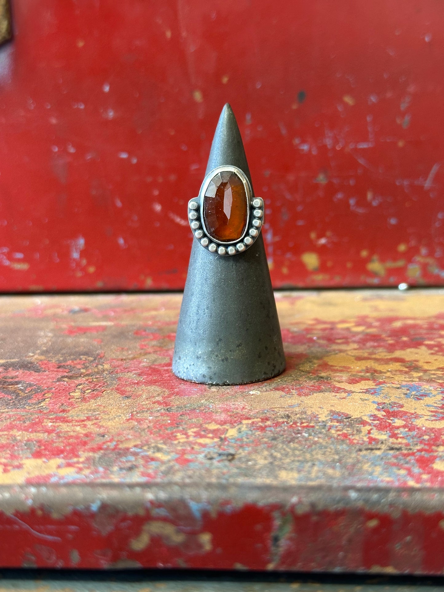 Hessonite Garnet and Sterling Silver Ring - size 6