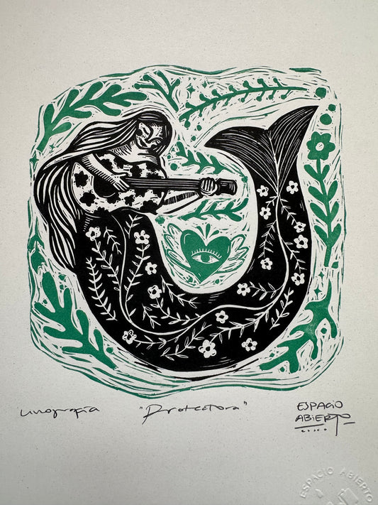 Proctectora - Linocut 9.5”x12.5”