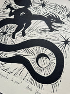 Cantando se Ahuyenta la Pena - Lino Print 15.5” Square