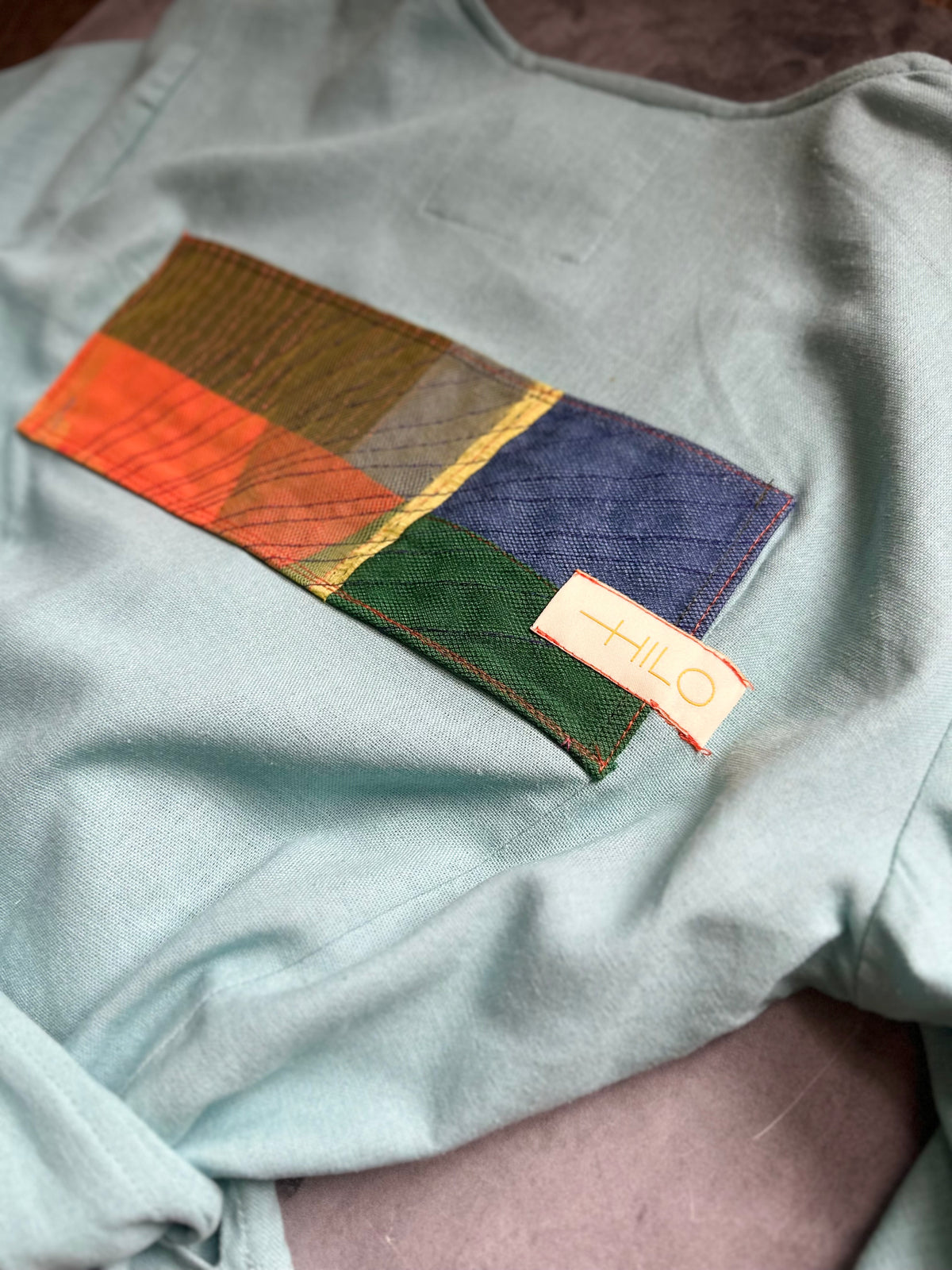 Front tie top - Linen - Light Blue
