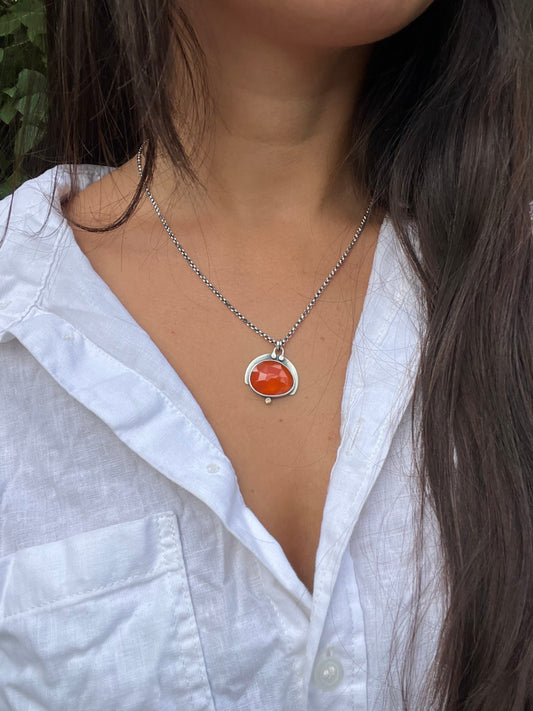 Carnelian & Sterling Silver ~ Sunset Necklace