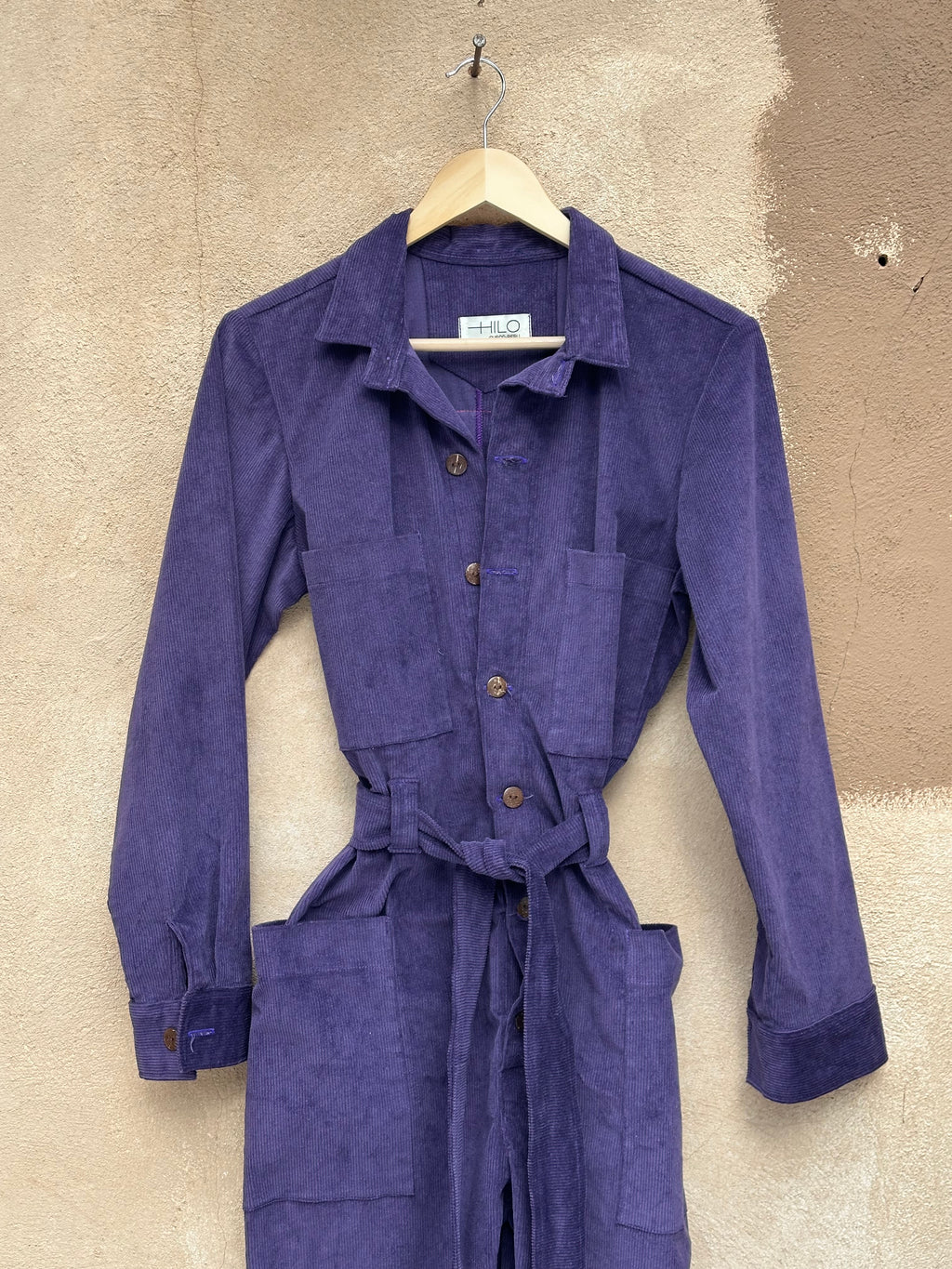 Jumpsuit - Purple Corduroy - long sleeves