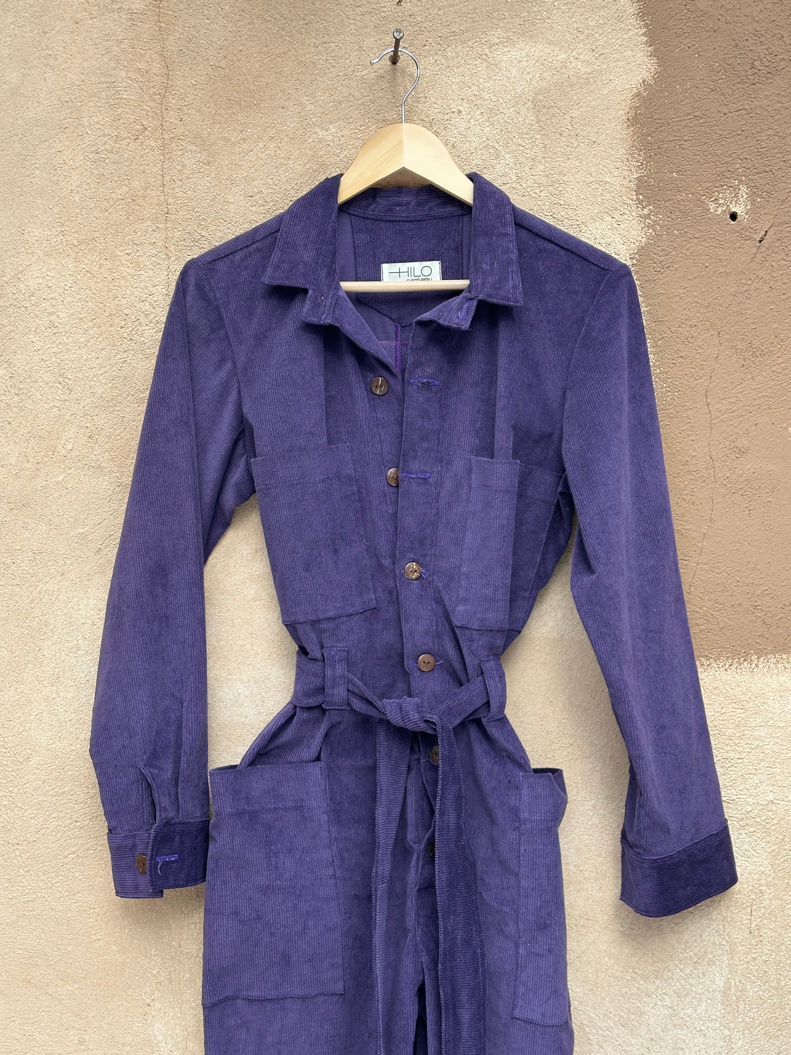 Jumpsuit - Purple Corduroy - long sleeves