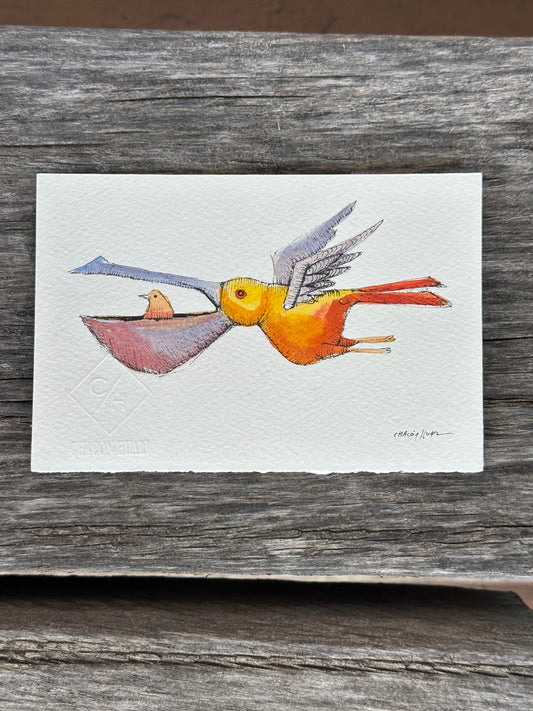 Small Migrantes - Original mixed media - 6 x 8 framed
