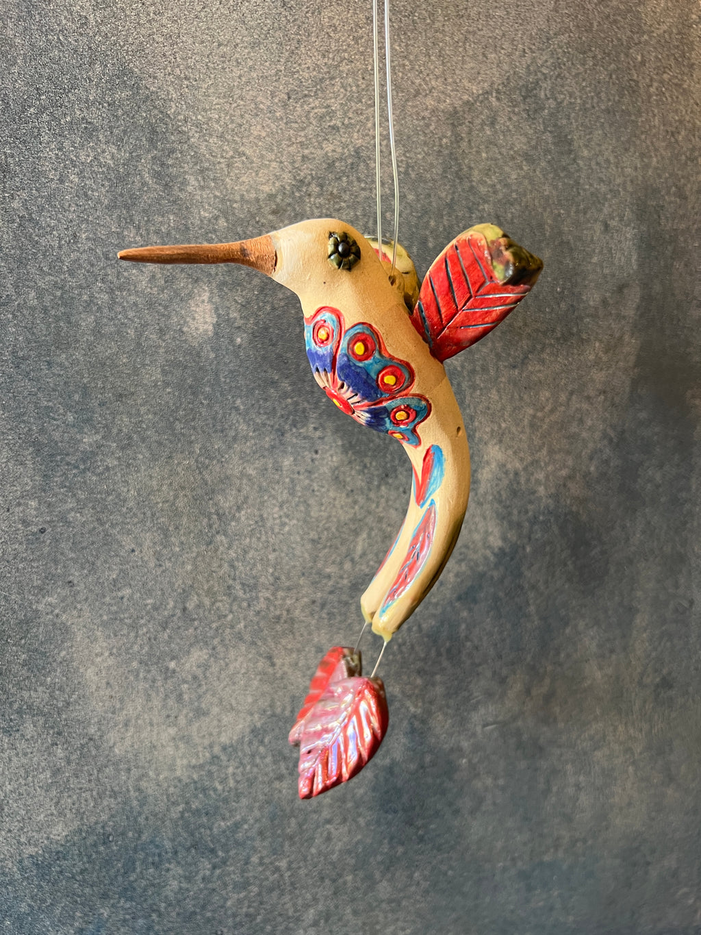 Long Tail Hummingbird - Pink and Red Tail