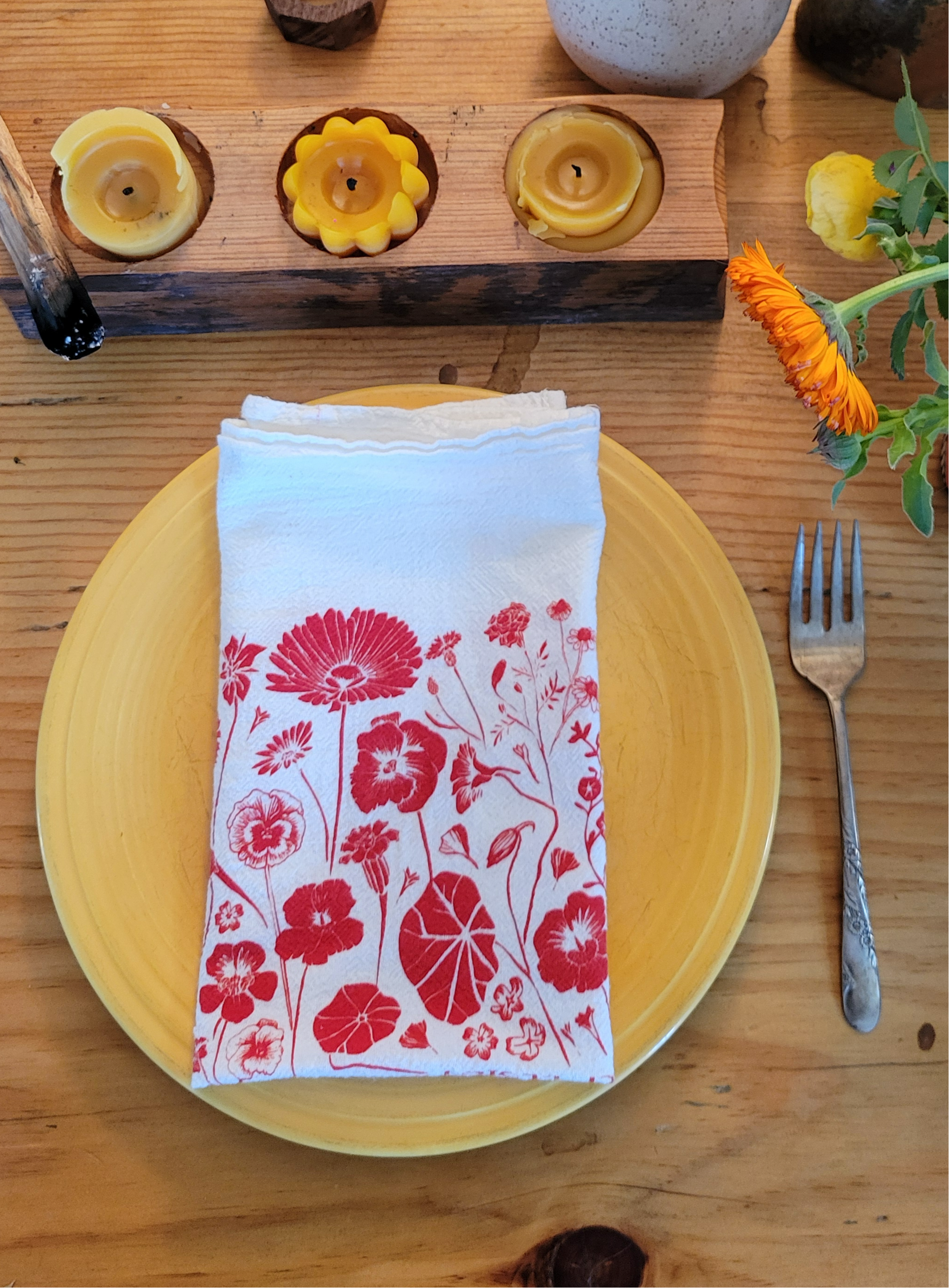 Edible flowers Print Floursack Cloth Napkins - set of 4