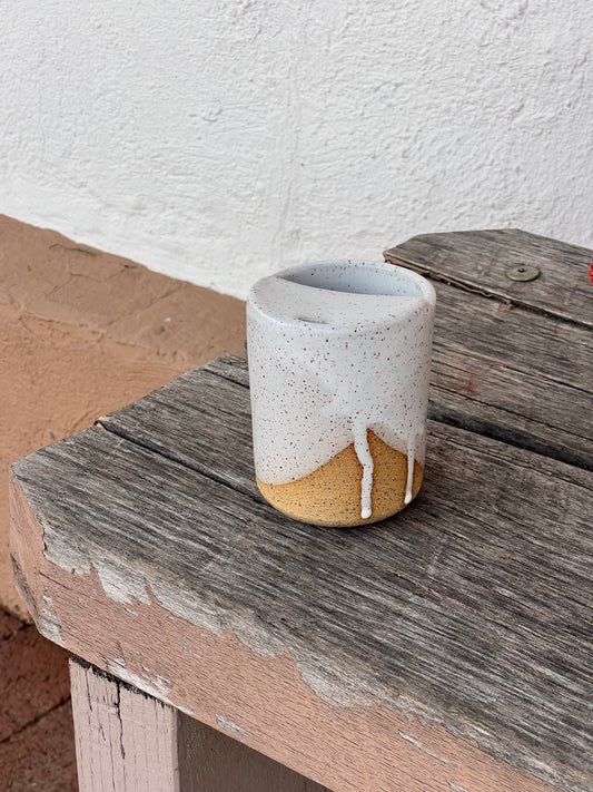 Off White Speckled - Travel Tumbler ~ Thumb print