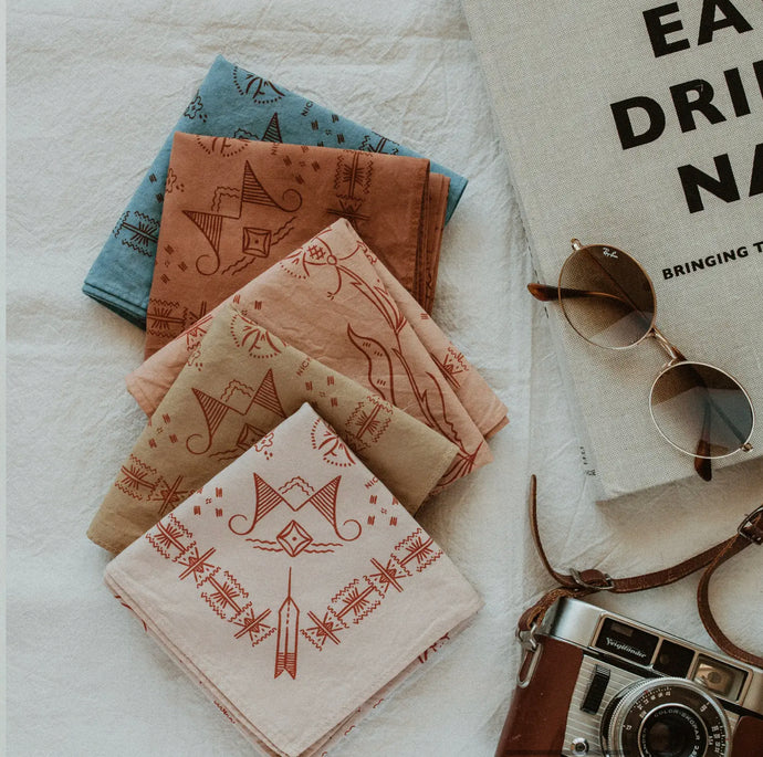 Plant dyed folk bandana ~ premium organic cotton made in USA