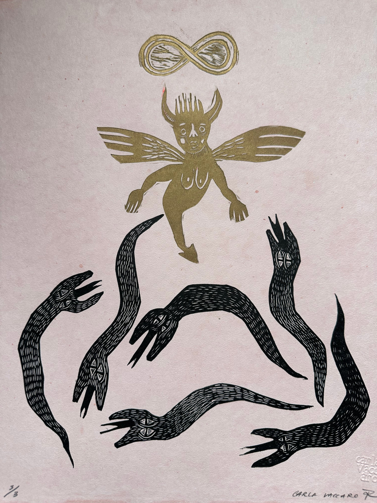 Diabla por Siempre- Lino Print 11.5" x 15"