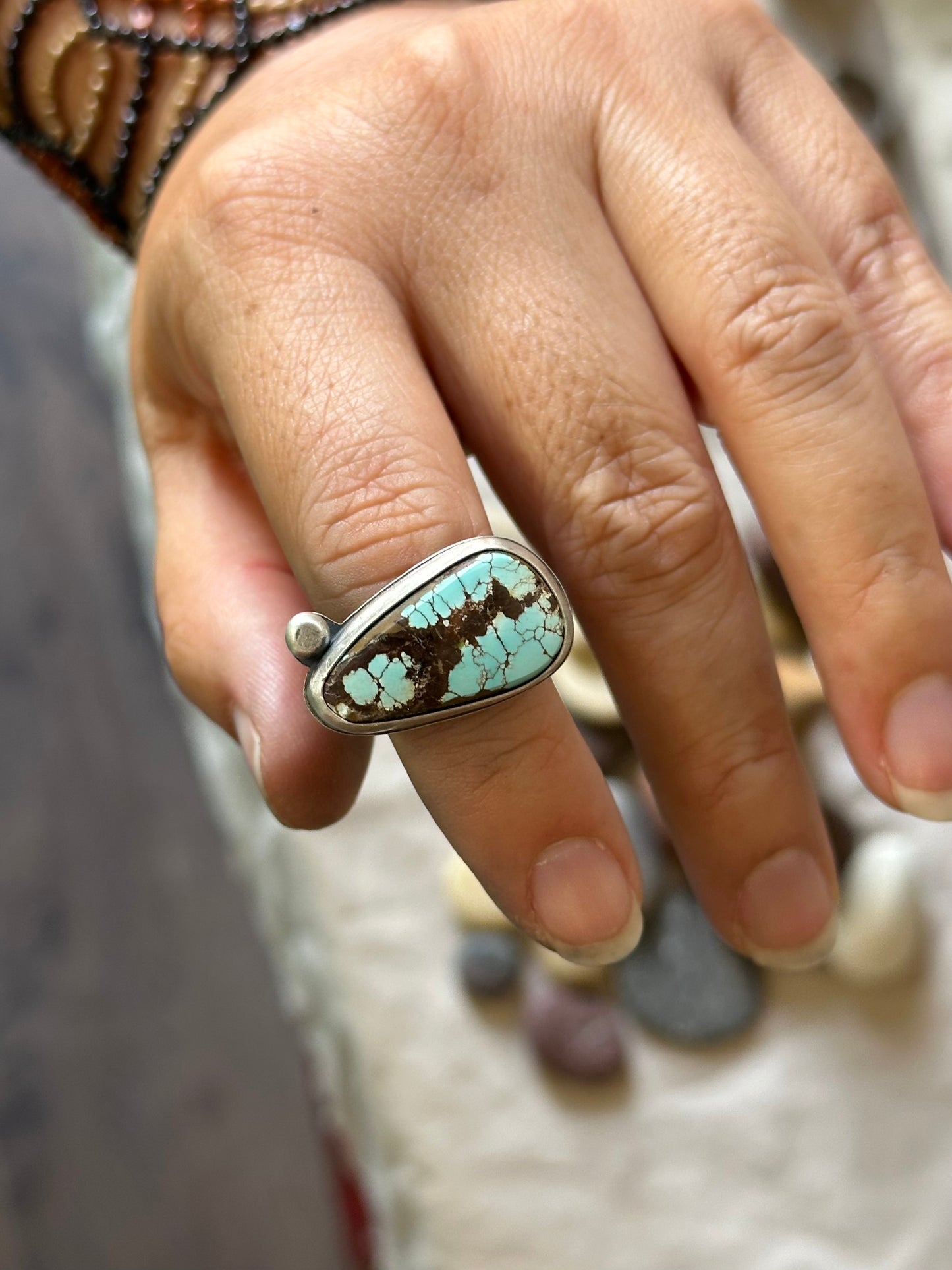 Iron Maiden Turquoise and Sterling Silver Ring - size 5.5