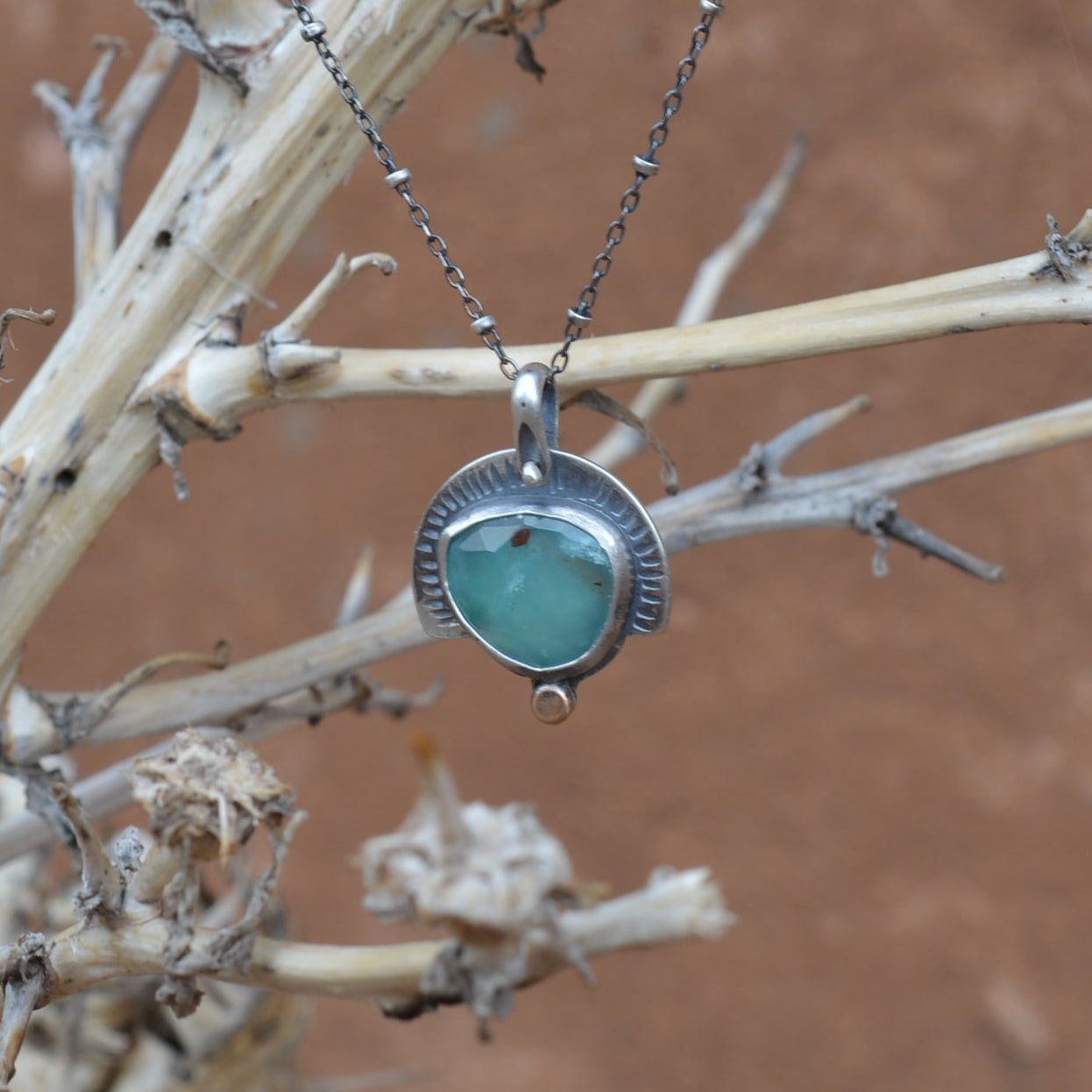 Aqua Chalcedony & Sterling Silver Necklace