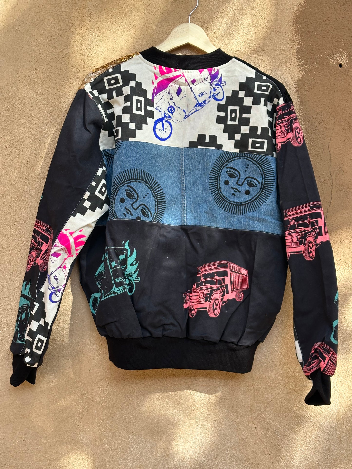 Upcycled Jacket ~ Screen Printed ~ Large