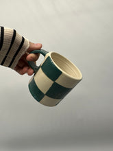 Load image into Gallery viewer, Mug ~ Green Checkered ~ porcelainv
