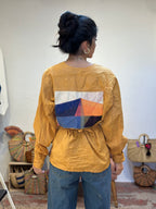 Yellow Linen Wrap Top - Medium