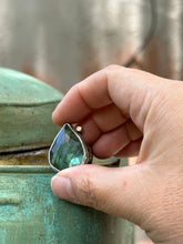 Load image into Gallery viewer, Flashy Labradorite Statement ring - Bold and Sturdy Sterling Silver Ring - 6.5
