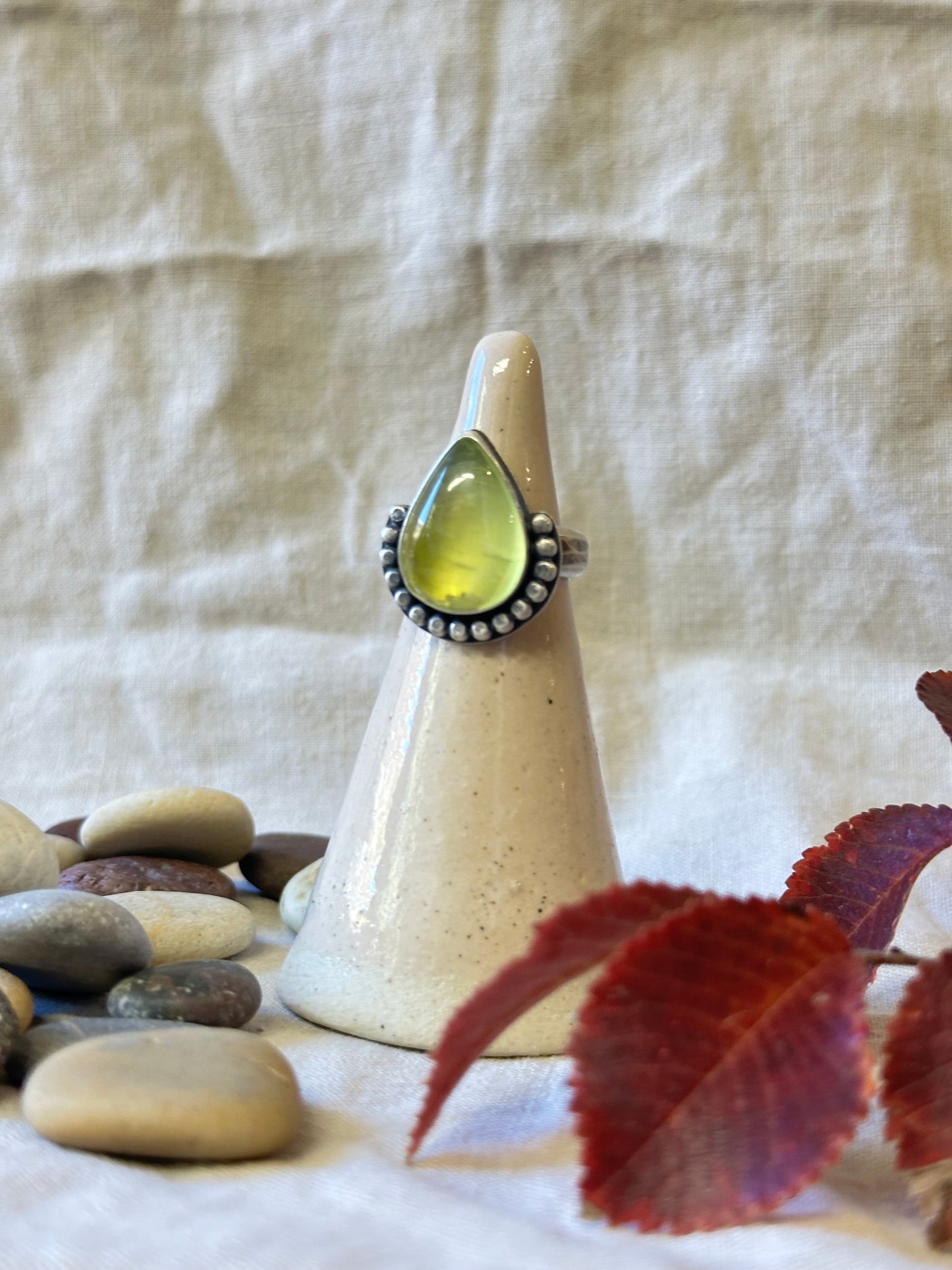 Yellow Chalcedony and Sterling Silver Ring ~ Size 6.5