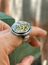 Load image into Gallery viewer, Druzy River Jasper Statement ring - Sterling Silver and 22k gold accent - size 7
