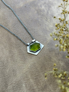 Diopside Geometric Necklace ~ sterling silver
