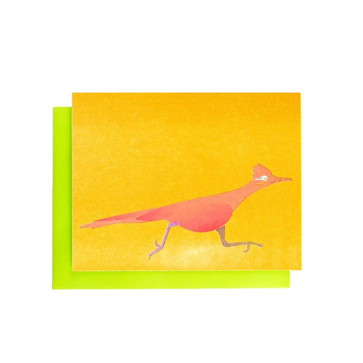 Neon Roadrunner - Risograph Greeting Card