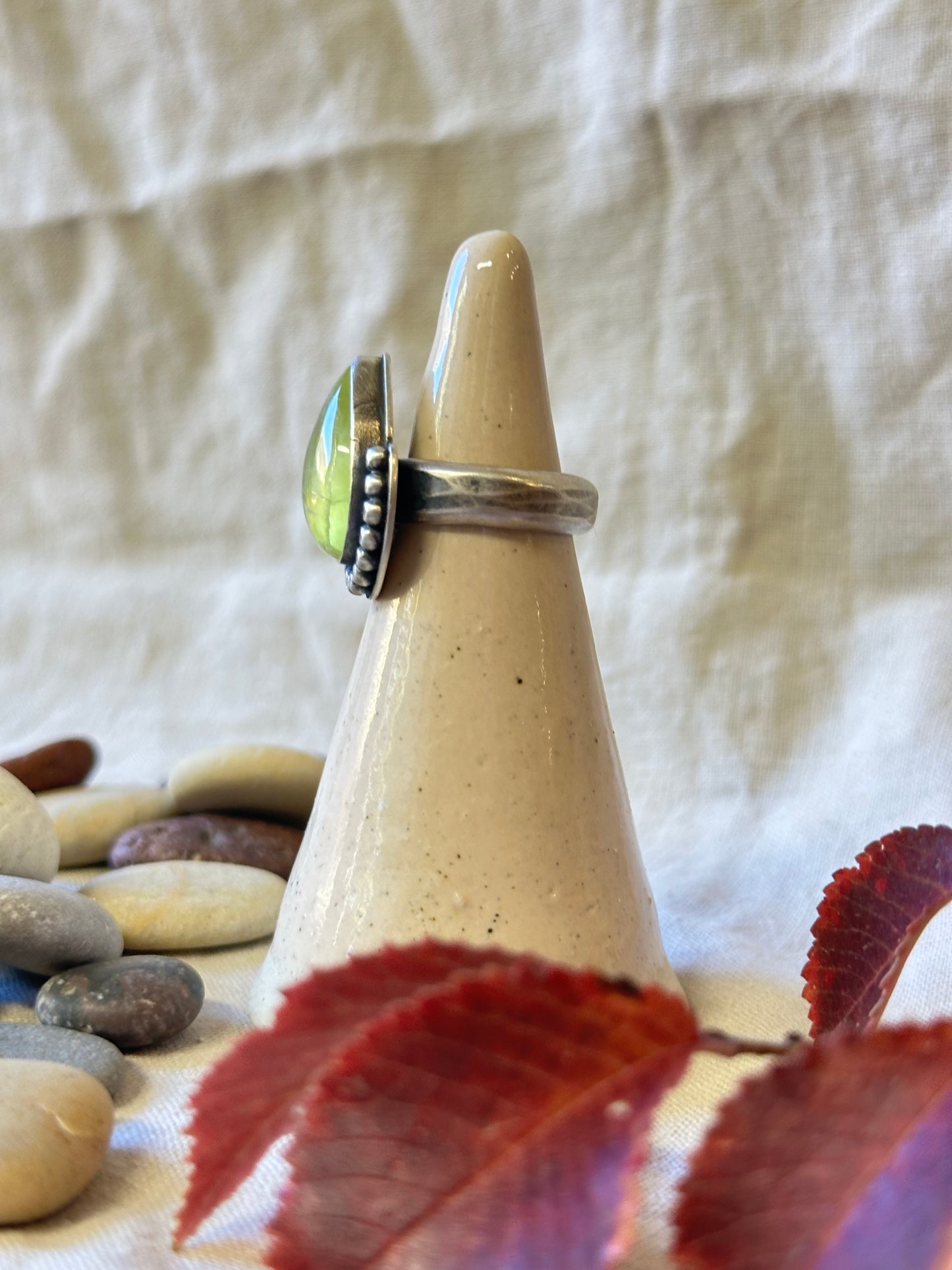 Yellow Chalcedony and Sterling Silver Ring ~ Size 6.5