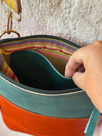 Crossbody Bag • Double Zip • Brick & Teal