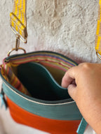 Crossbody Bag • Double Zip • Brick & Teal