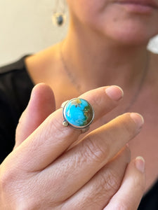 Royston Turquoise ~ sterling silver ring & 22k gold - Size 6.25