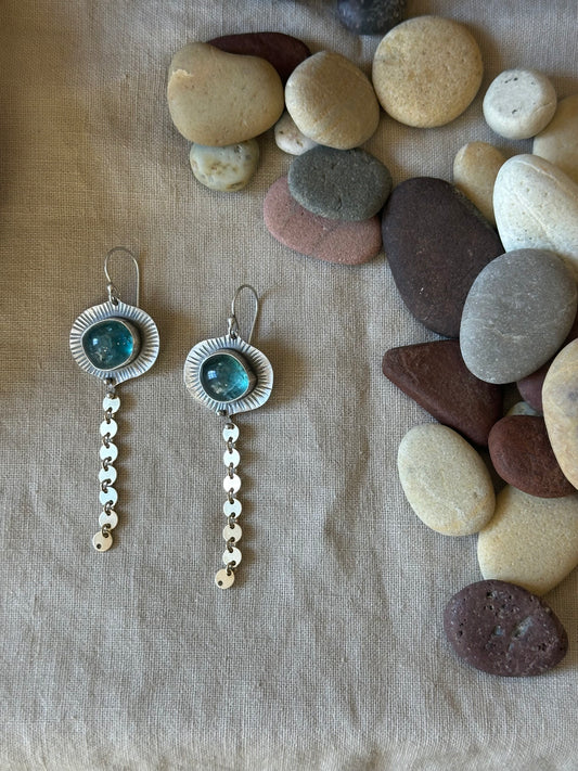 Apatite - dangle earrings - Nature Inspired Earrings - sterling silver and gold filled