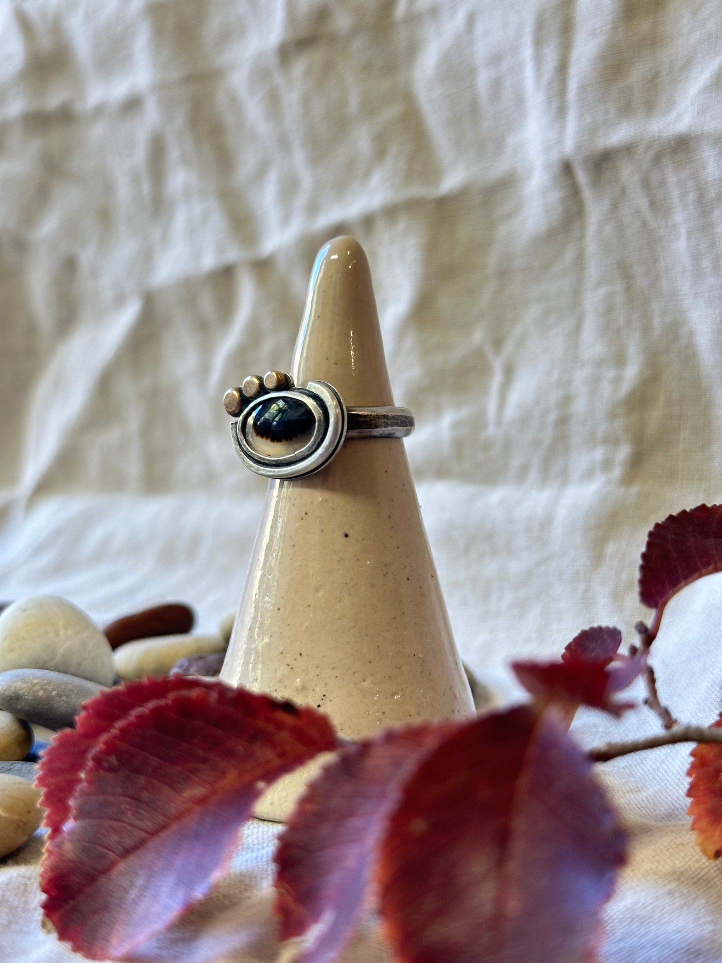 Montana Agate and Sterling Silver Ring ~ Size 6.75