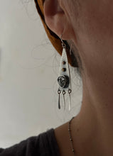 Load image into Gallery viewer, Rutilated Quartz ~ Rain dangle earrings - Sterling Silver and bronze dots
