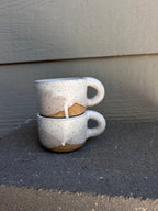 Off White Speckled Mug - coiled handle - 2 versions