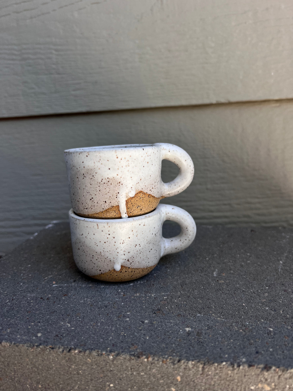 Off White Speckled Mug - coiled handle - 2 versions