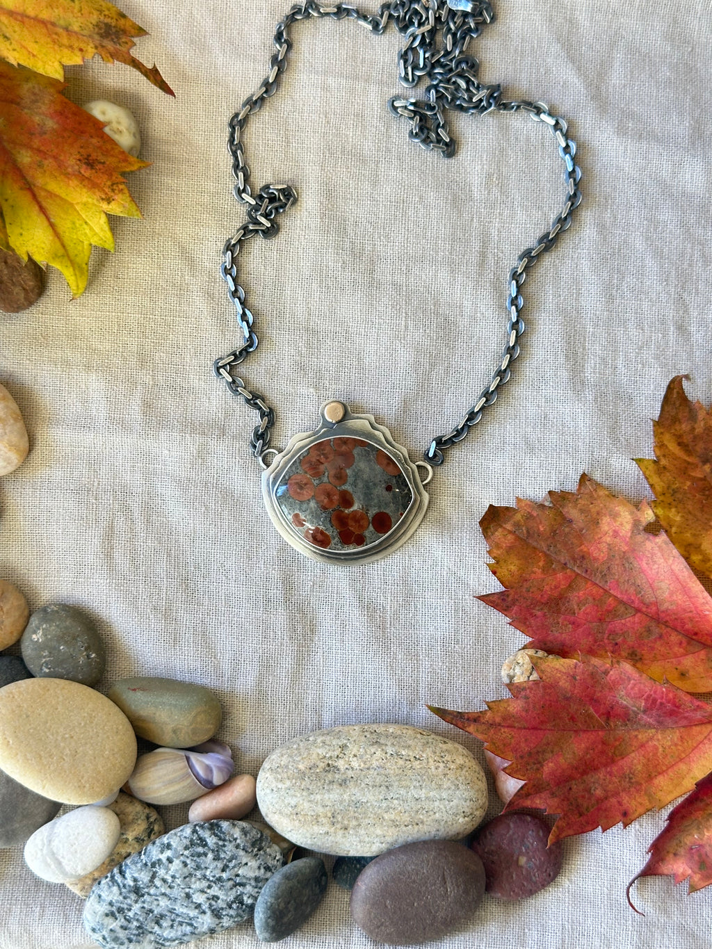 Peanut Obsidian and Sterling Silver Necklace