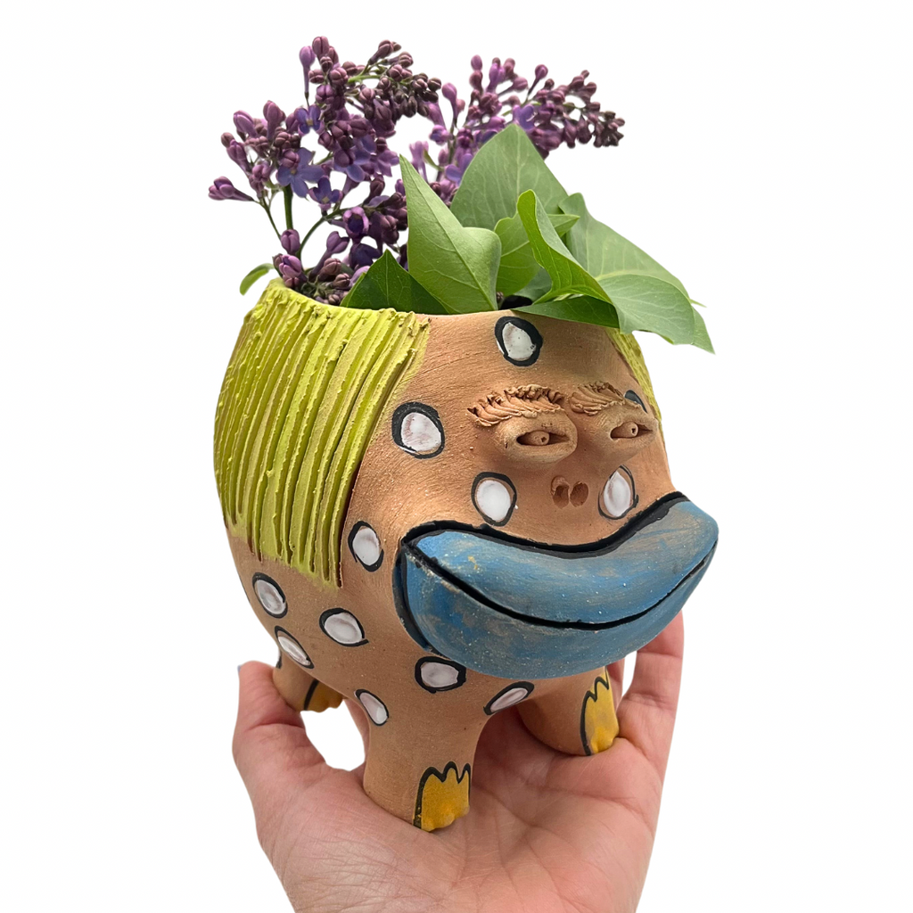 Terracota face planter ~ glazed