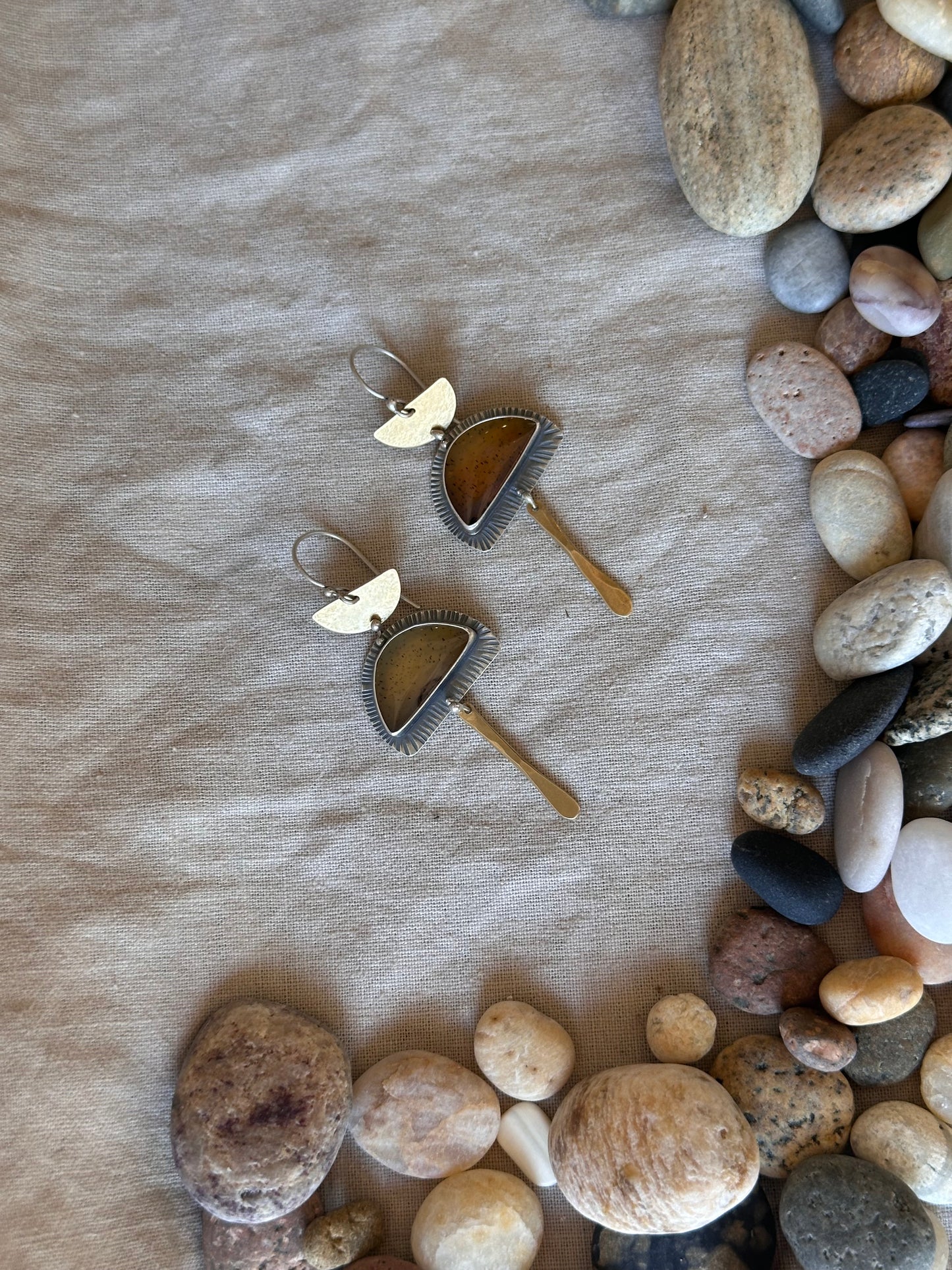 Montana Agate Connected Earrings • sterling silver