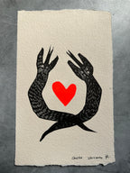 Serpientes Corazon - Lino Print 6” x 8”
