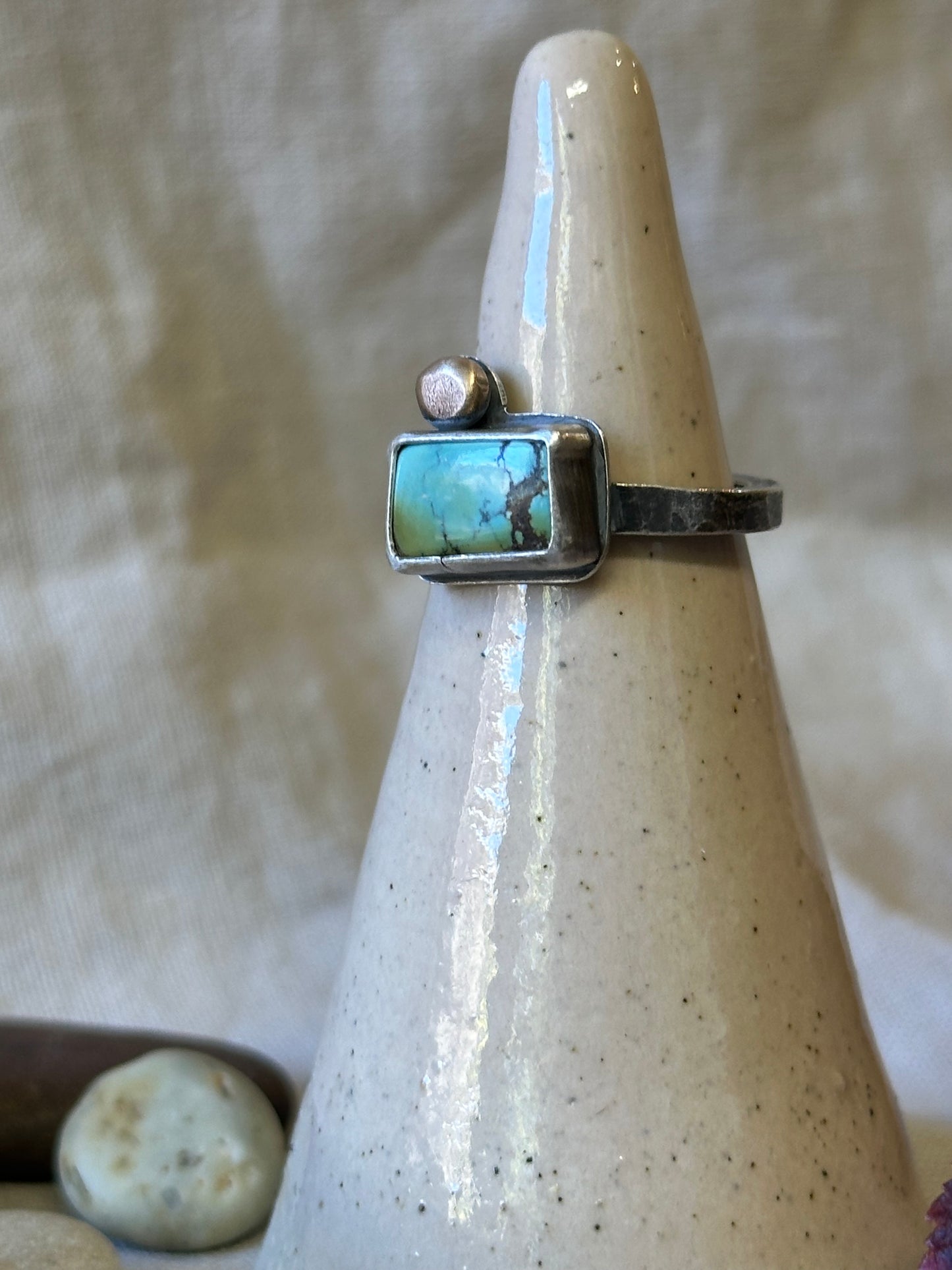 Blue Moon Turquoise and Sterling Silver Ring ~ Size 7