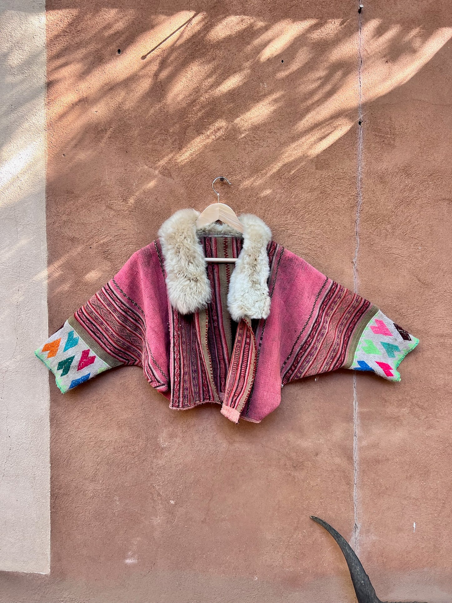 Upcycled Cropped Jacket - Bat Sleeves - Alpaca Wool