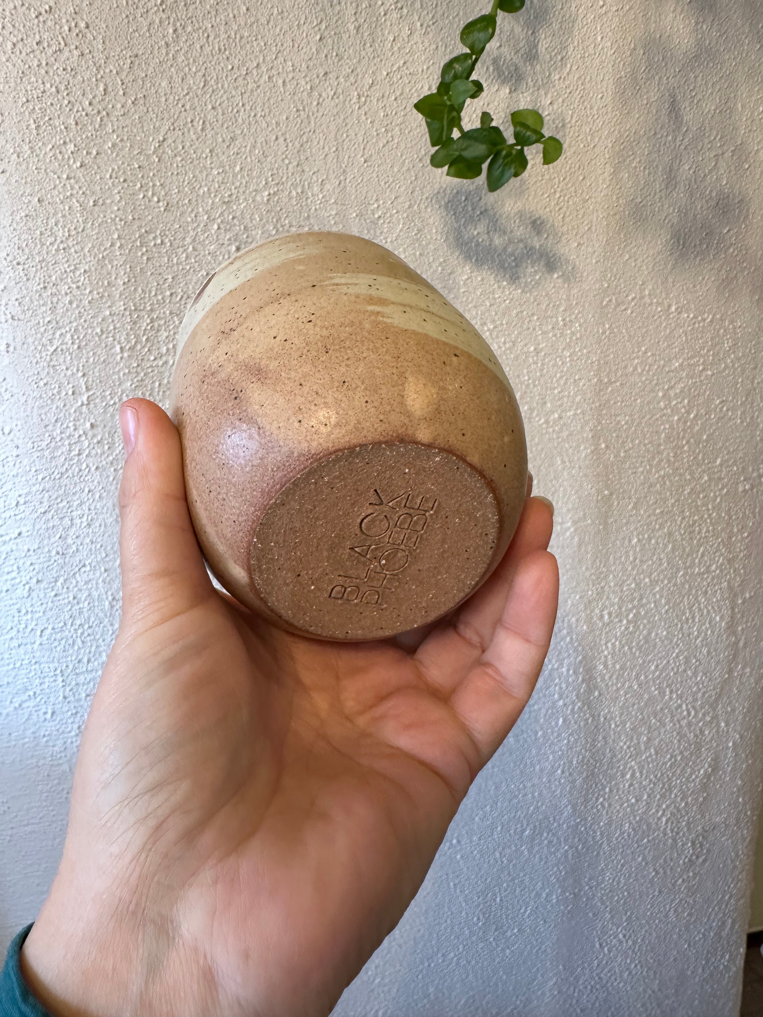 Straw Cup ~ off white speckled interior