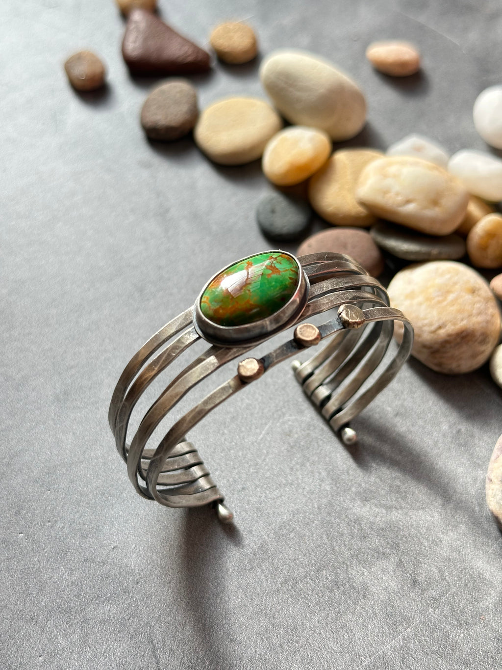 Verde Valley Turquoise Stacked Cuff Bracelet ~ Sterling Silver Bracelet