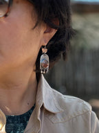 Mexican Flame Agate Earrings - sterling silver and Copper