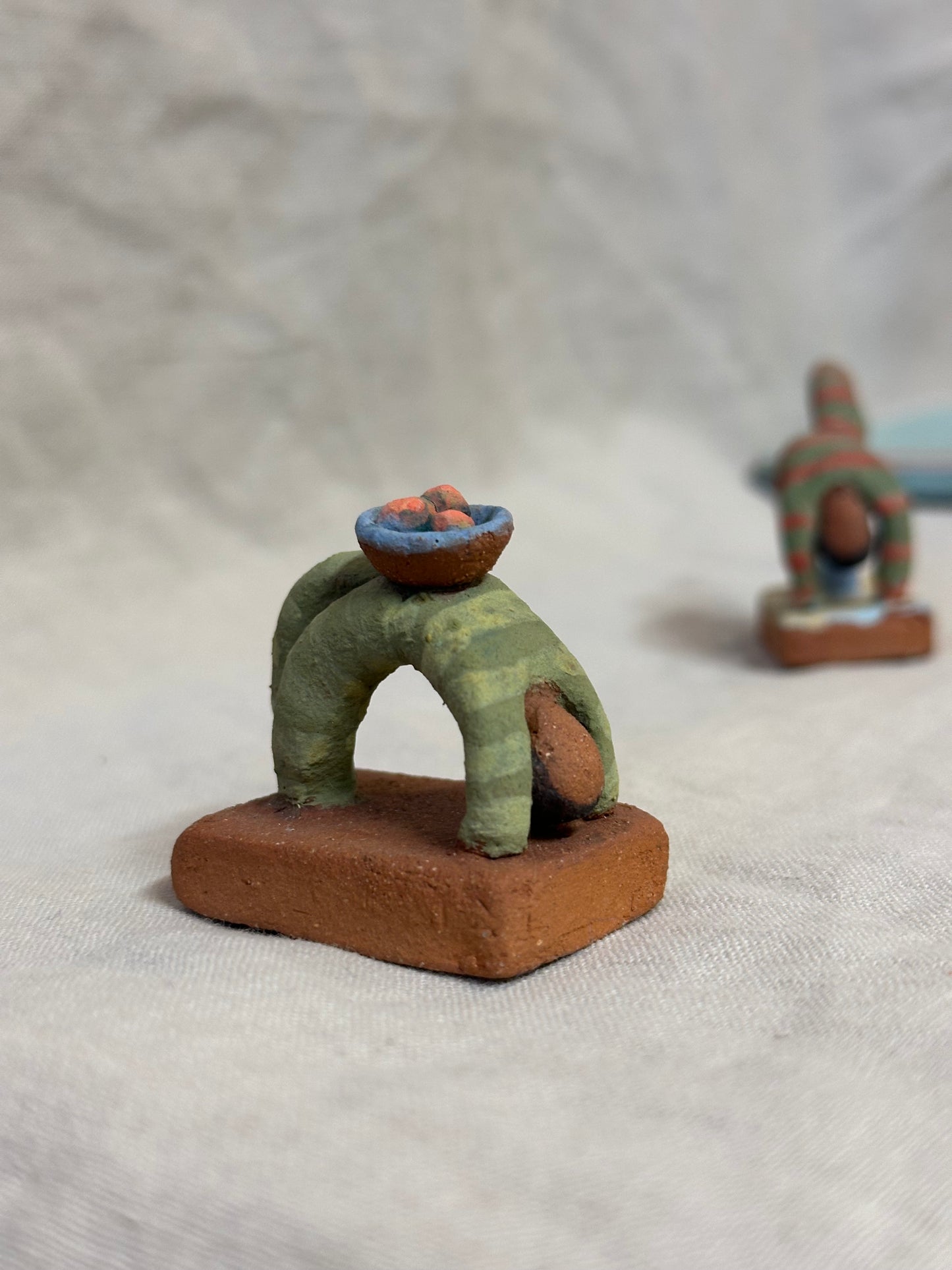 Backbending in pijamas - miniature clay sculpture