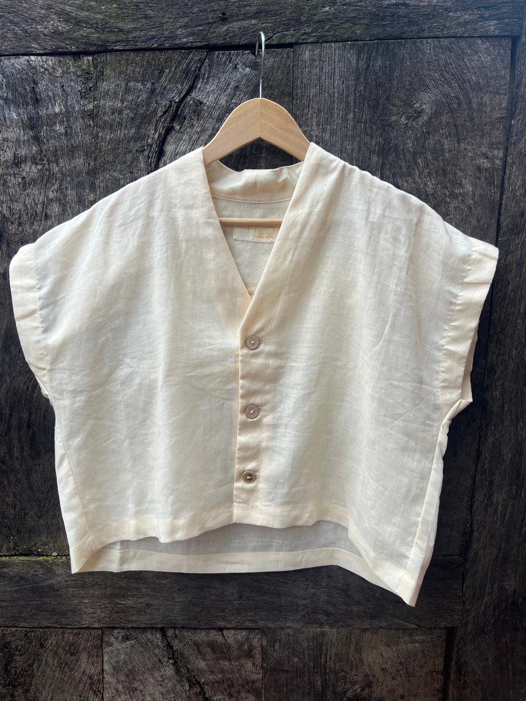 Boxy Cropped Shirt - Pearl - Linen