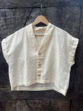 Boxy Cropped Shirt - Pearl - Linen