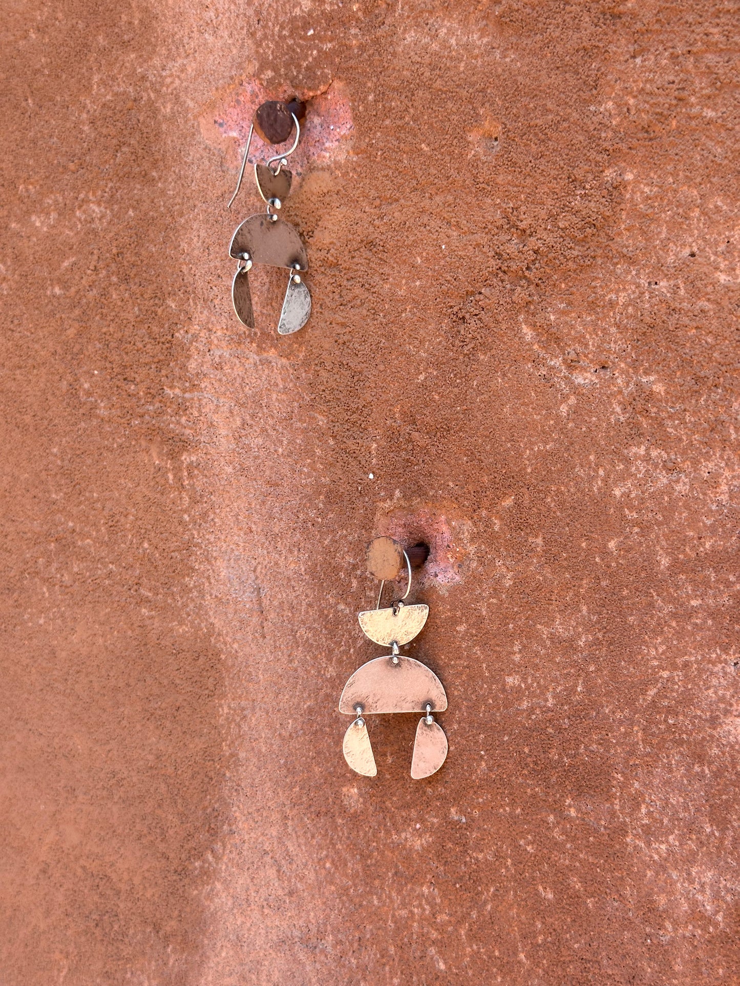 Connected geometric dangle earrings - Sterling Silver