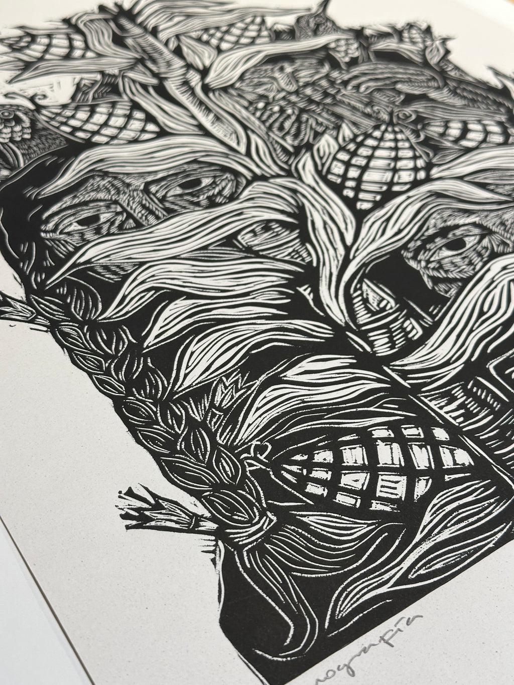Maizal ~ Linocut Print 18” x 13.5”