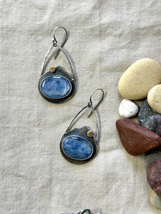 Blue Kyanite & sterling silver ~ Mountains earrings