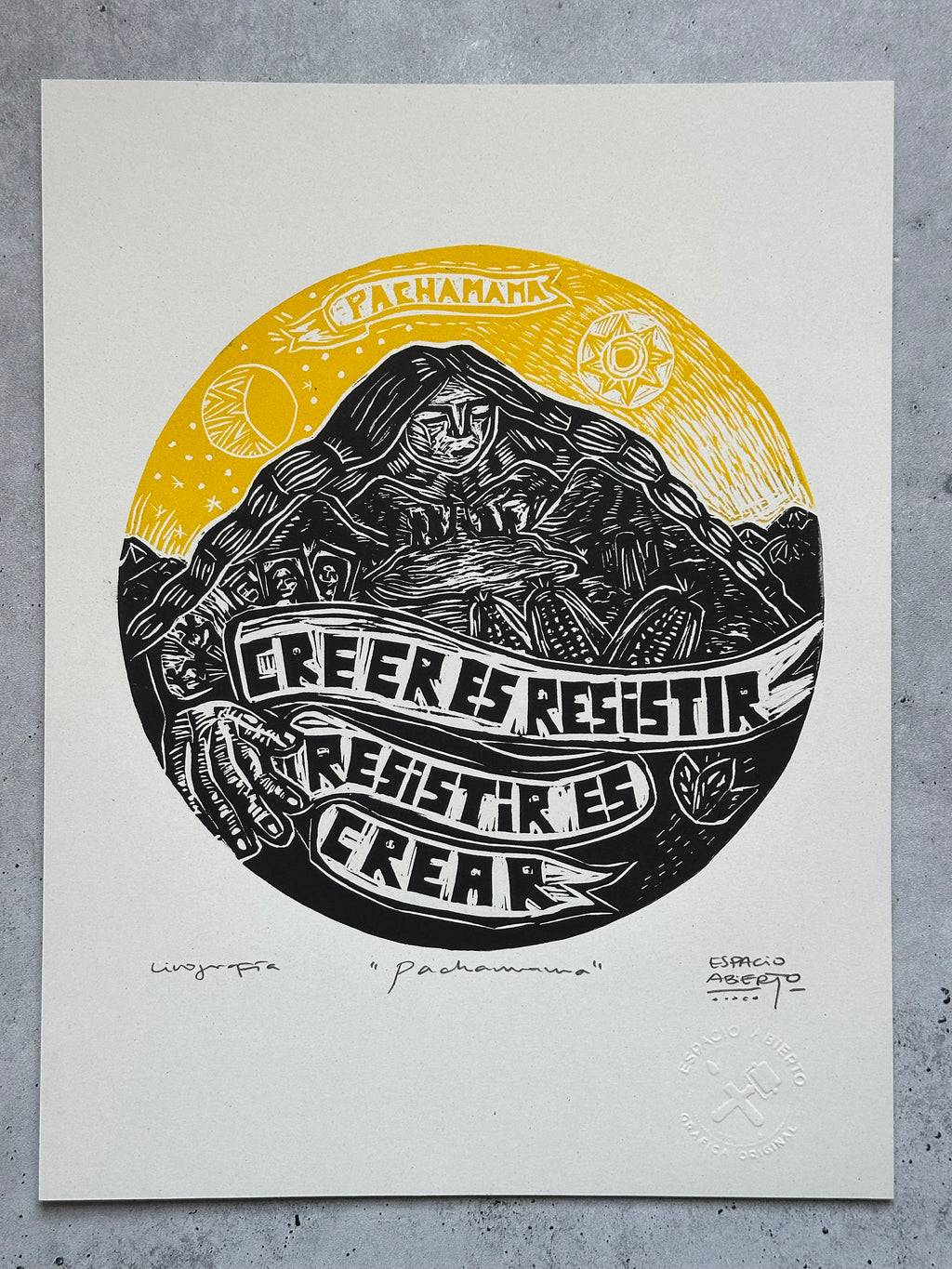 Pachamama - Linocut 9.5”x12.5”