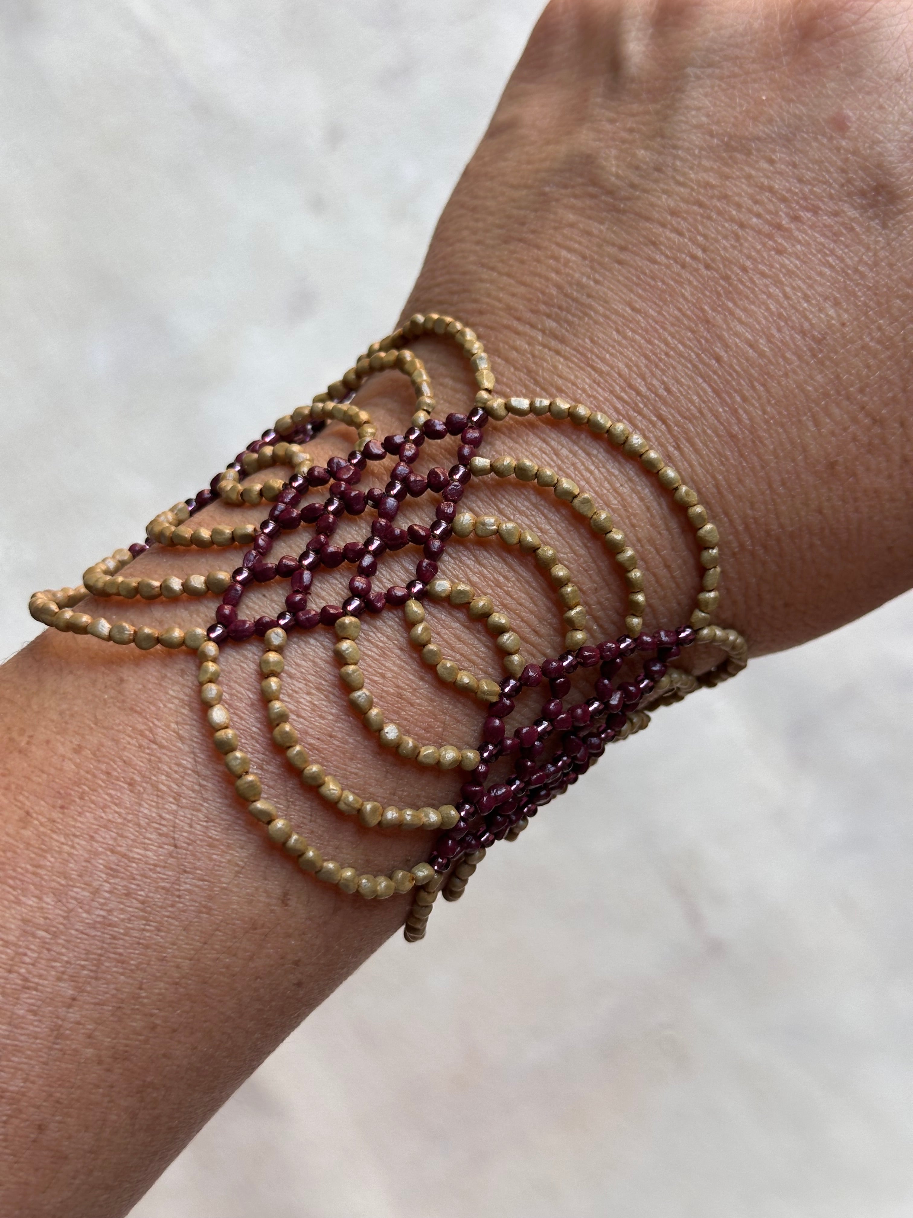 Bracelet Ikish - Sand & Burgundy
